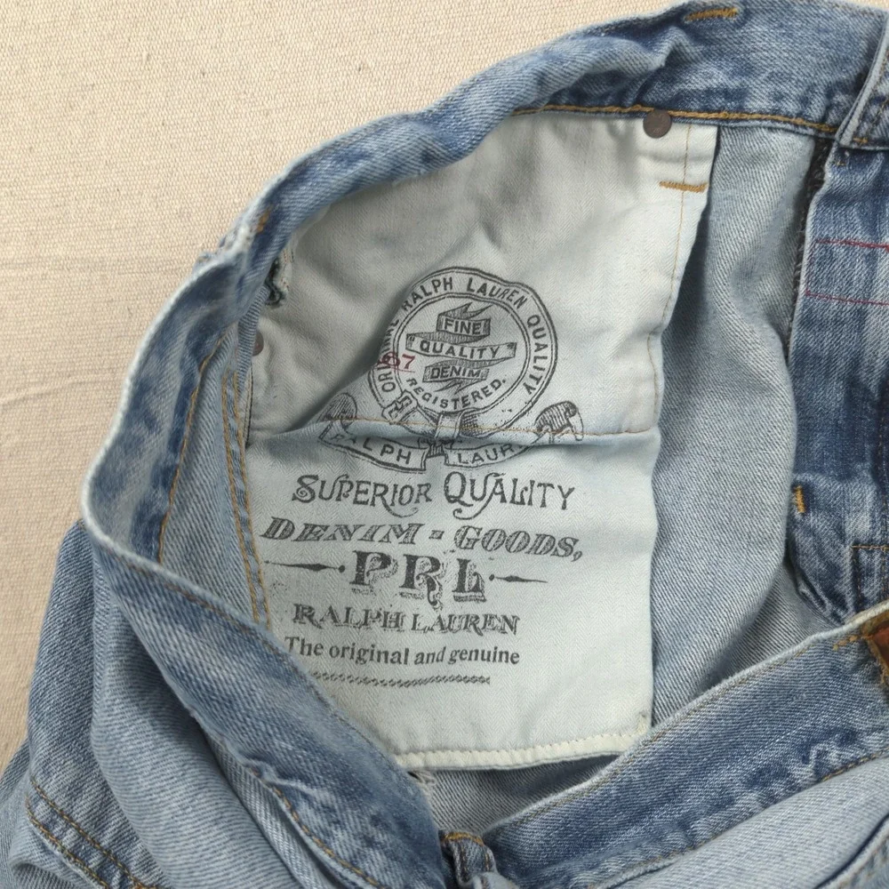 Polo Ralph Lauren Jeans Mens 36x32‎ Blue PRL Distressed Faded Straight